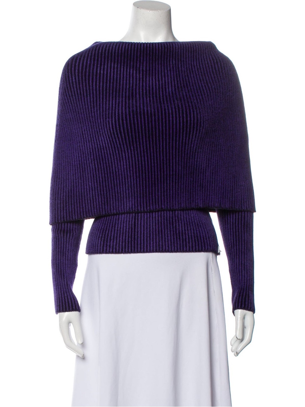 Balenciaga Purple Ribbed Boatneck Women's Sweater